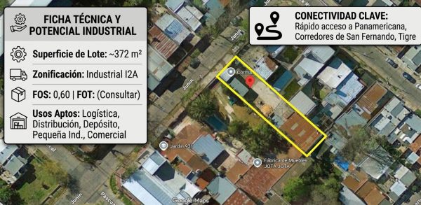 LOTE INDUSTRIAL EN VENTA 372 m², EN SAN FERNANDO