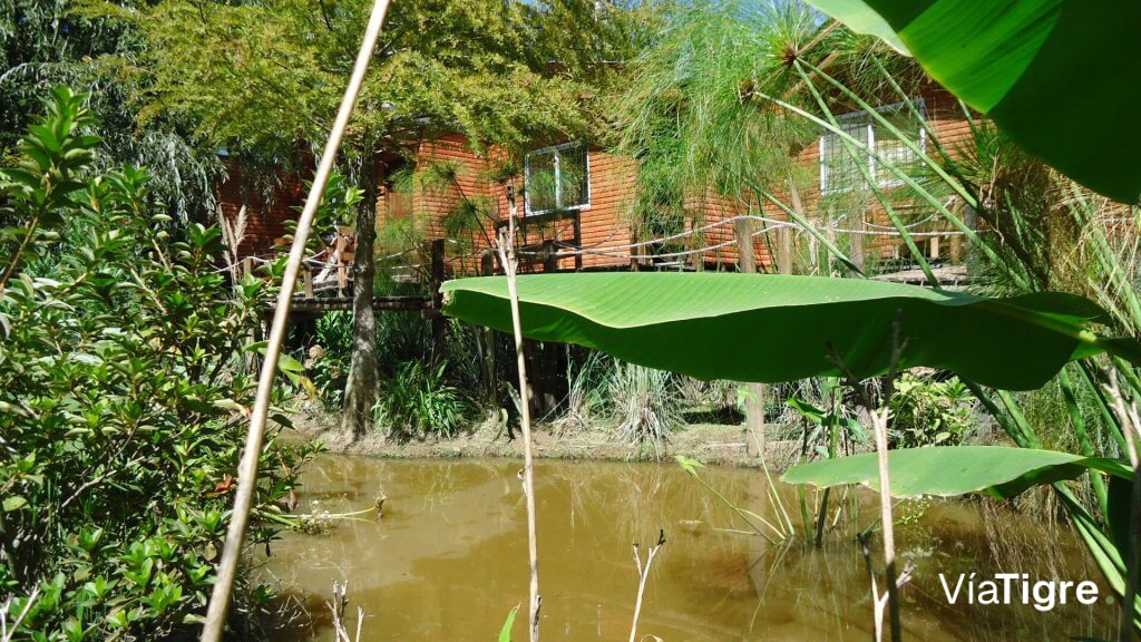 laguna natural con vista de las cabañas